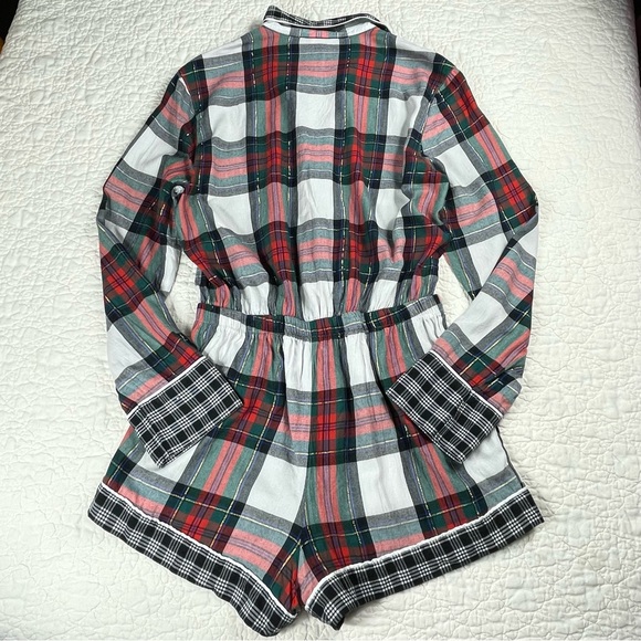 🔥NWOT Victoria’s Secret Plaid Red Green White Flannel Pajama Romper Women Sz S - Picture 15 of 16